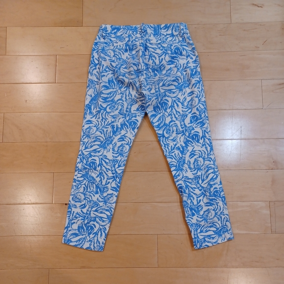 Lilly Pulitzer Sadie Stretch Crop Chino Pants Resort White Blue On A Roll - Picture 8 of 10